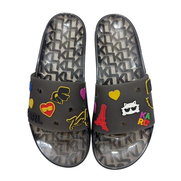 Karl Lagerfeld Paris Thea Jelly Translucent Pool Slides Sandals Women's Size 9 - Picture 1 of 12